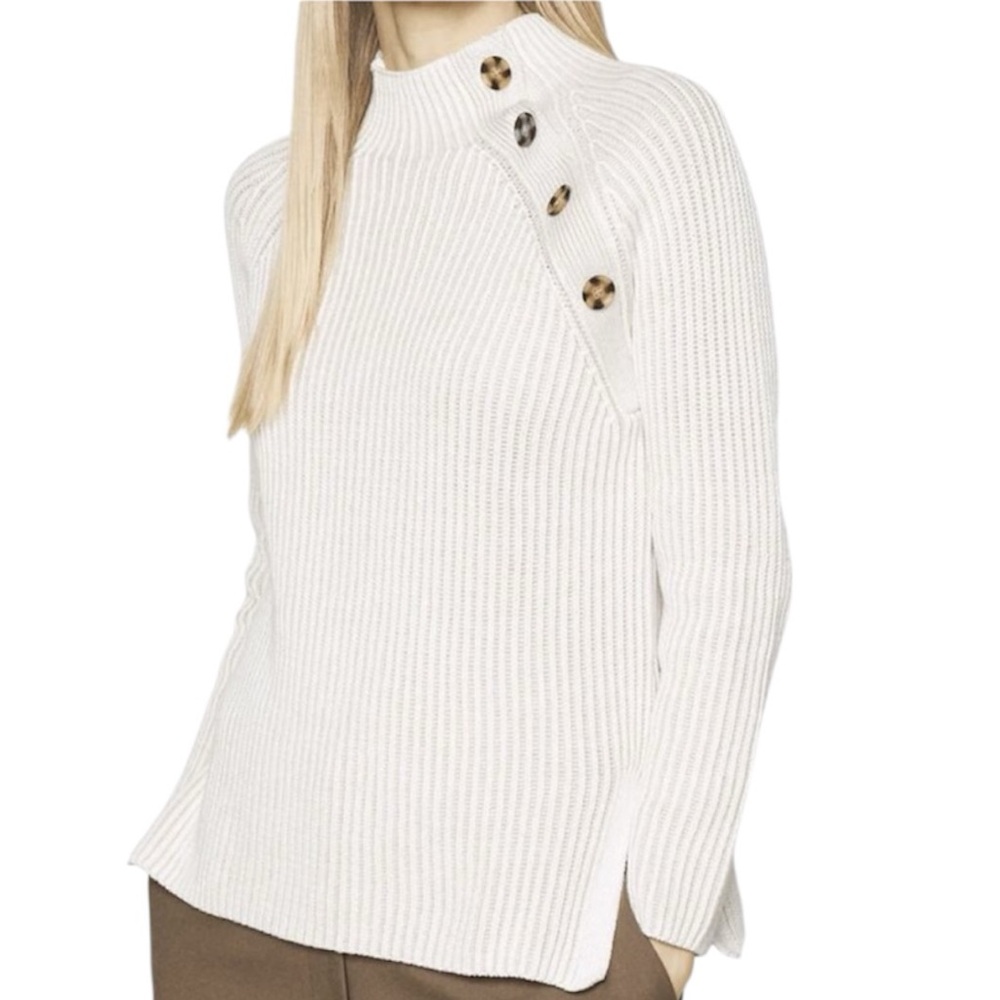 Gap Asymmetrical Button Mockneck Raglan Sweater XS - image 1